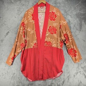 Free People Forget Me Knot Floral Printed Kimono Cardigan Size Large Boho